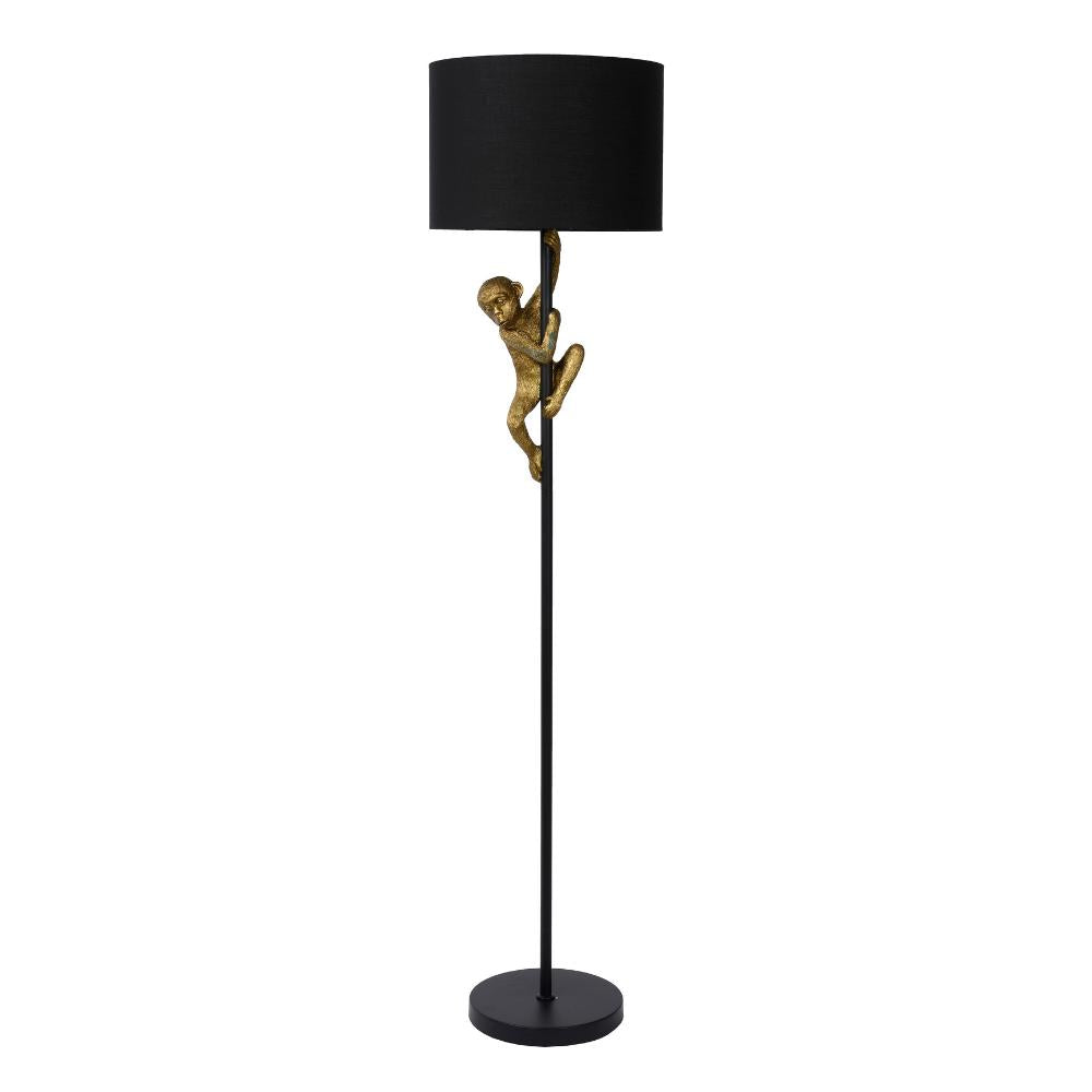 Lámpara De Pie Reality - Diseño Adam, Metal Negro Oro, 153.5cm De Altura, Sin Bombilla Incluida